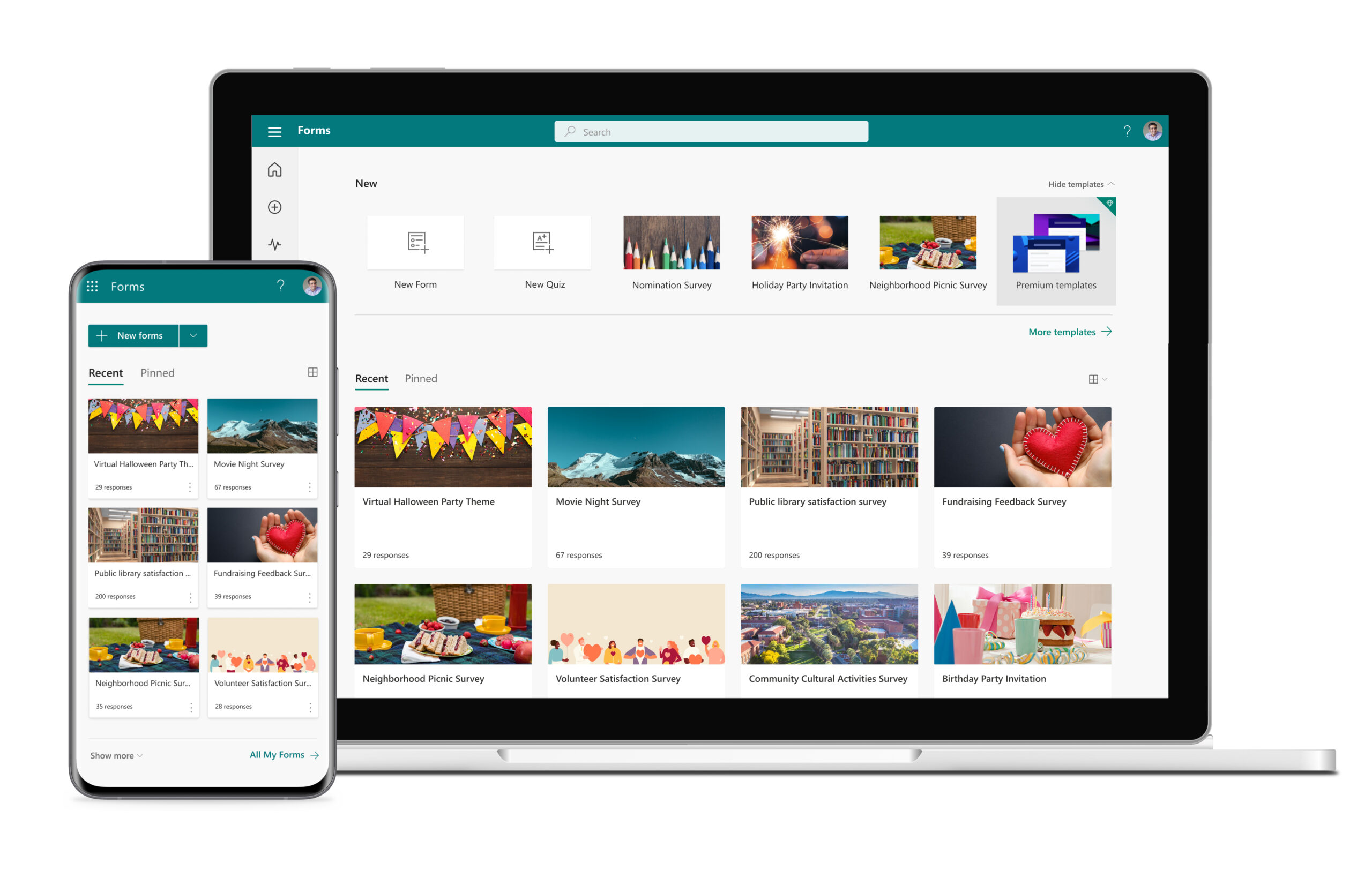 Microsoft Forms Phone und Laptop